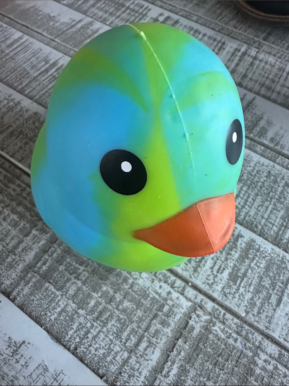 Jumbo tie-dye squishy Toy - Green & Blue with Orange Beak